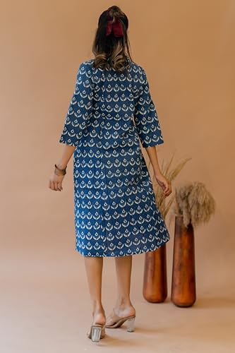 Image of MIRCHI FASHION Women's Cotton Relaxed Fit A Line A- Line Printed Princess Line Kantha Work Kurti Only