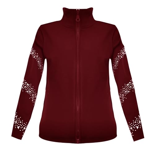 LIUHUO Girls Figure Skating Training Suit Jacket - Elegant Ventilate Practice Top Red