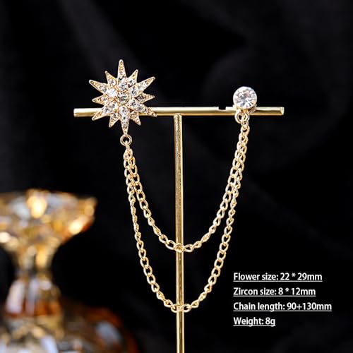 Image of women's chain brooch tassel chain rhinestone zircon brooch is suitable for women's metal chain clothing accessories, jewelry, gifts, and various holiday accessories