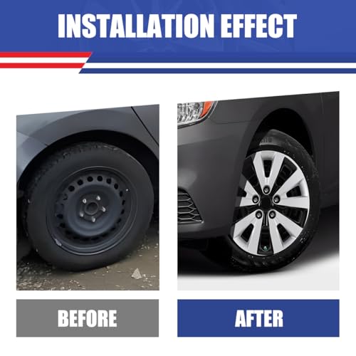 Image of Winjet 16 inch Set of 4 Steel Wheel Hubcaps for 2013-2019 Sentra & 2011-2017 Nissan Leaf Wheel Rims Cover,Snap On Installation PP Material (Silver Lacquer & Black Lacquer)