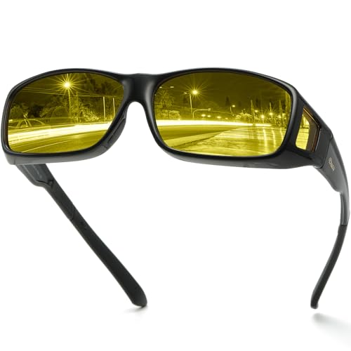 DUCO Night Vision Driving Glasses Fit Over Glasses...
