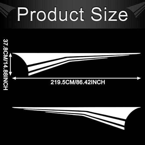 Image of TOMALL 2Pcs 70'' Sports Racing Stripe Sticker for Car Body Door Side Skirt Bumper Stripe Graphic Vinyl Decal Decoration for All Cars SUV Truck Vehicles Universal Auto Stickers Accessories (White)