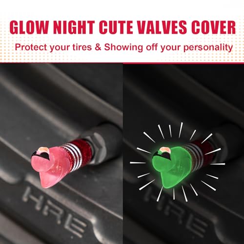 4Pcs Tire Valve Stem Cap Cover for Car SUV Truck, Valve Cover with Funny Duck Sunglasses, Decorative Tire Valve Caps Wheel Accessories (Red Sunglasses Duck)