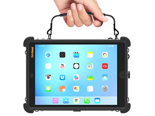 Mobiledemand Ultra Rugged Case For Ipad 10.2 – Briefcase Handle, Back Hand Strap – Lightning Port Cover – Shock Absorbing Rubber Bumpers, Fully Protective Case – Black – Heavy Duty Tablet Case #TOP2