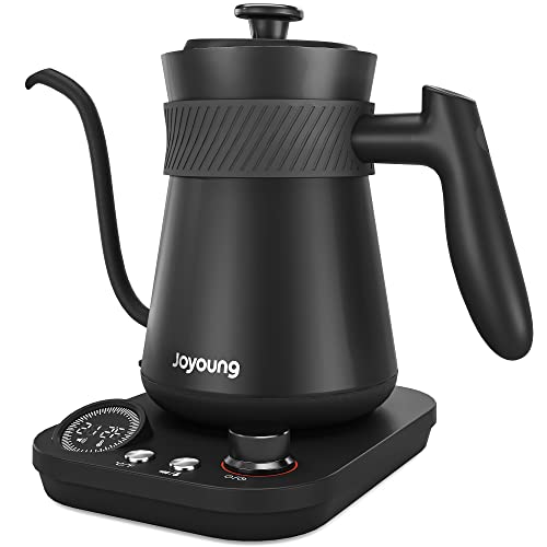JOYOUNG Elektrischer Schwanenhals-Wasserkocher mit 0.8 l Fassungsvermögen, präzise Temperaturregelung mit -17.2 °C Stepping, 1200 W hohe Leistung schnelles Kochen, Bastelkaffee, Babyformel, Schwarz Cover