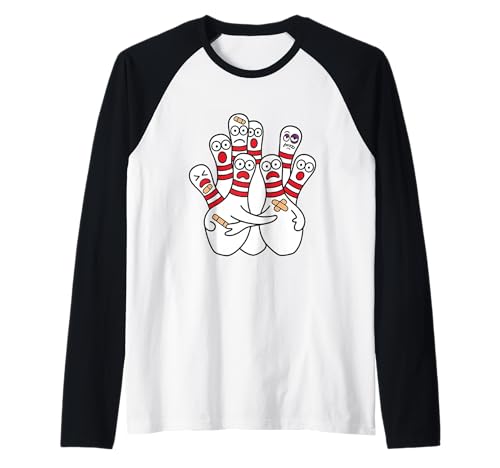 Escuadrón Abrazo de Bolos Caricatura Lesionados Camiseta Manga Raglan