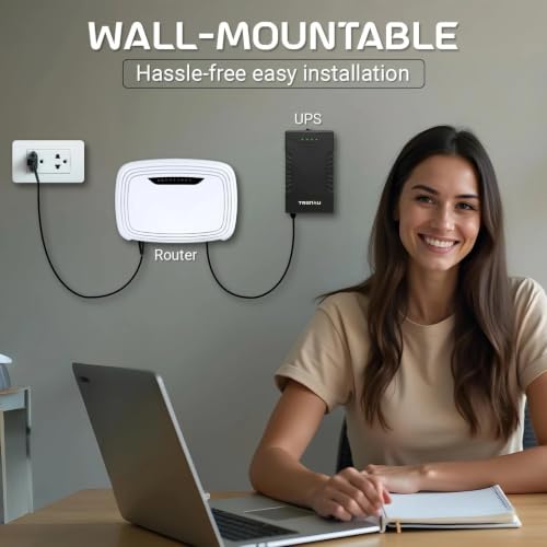 Image of Trenzu 12V Mini UPS for WiFi Router | 10400mAh Battery Backup up to 10 Hours | Supports Airtel WiFi, JioFiber, Router, Modem & CCTV | Replaceable Battery & Surge Protection