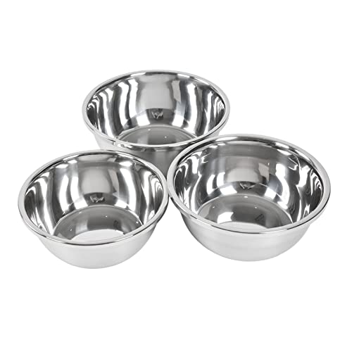 BuyWeek Conjunto de tigelas de mistura, 3 peças, tigela de sopa espessa de aço inoxidável, 26 cm, 28