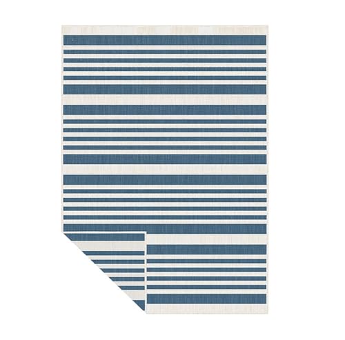 Classic Home Store Duo Weave Modern Stripes Design Outdoor Indoor Rug UV Resistant Soft Touch Mat 120cm x 170cm (Ocean)