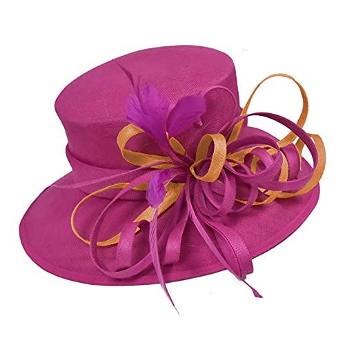 Chapeau fuchsia à large bord pour mariage en taille unique Caprilite