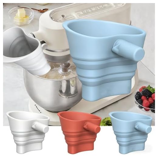 Flour Funnel for Kitchen Aid Mixer, Food-Grade Silicone Foldable Funnel, Large-Capacity Stand Mixer Attachment, Dishwasher Safe (Blue)