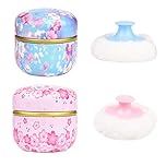 Lezevn 4-Piece Body Powder Set - Puff & Container for Baby, Women, Home & Travel Use