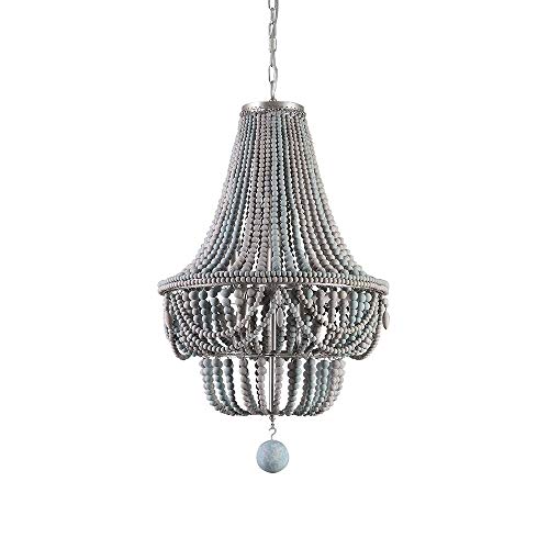 Lovedima Retro Classic Wood Beaded Basket 8-Light Chandelier In Gray&Blue/White (Gray/Blue) #TOP8