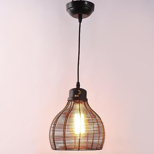 Image of DECOHOME Modern Hanging Ceiling Lamp Lights for Home & Decor | Premium Finish Pendant Light for Living Room, Bedroom & Dining Area | Stylish Indoor Lighting | Chandelier Lights (Surai-Black)