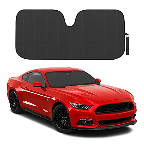Motor Trend Black Accordion Folding Car Windshield Sun Shade - Blackout Sun…
