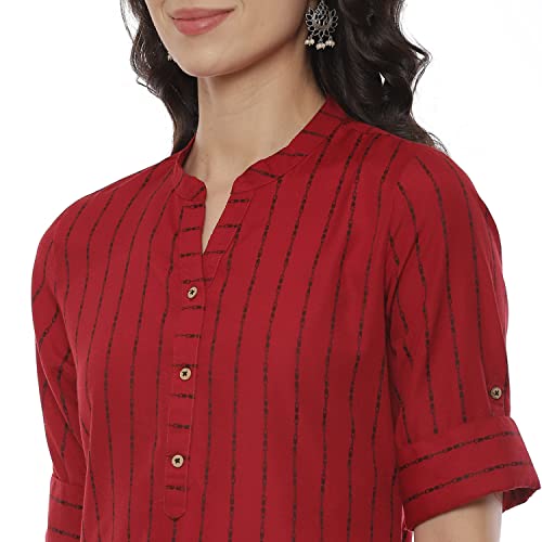 Image of Rangriti Off White Art Silk Straight Kurta for Women