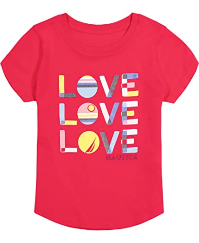 Image of Nautica Girls Short Sleeve T-Shirt with Fun Graphic Design, Cotton Tee with Tagless Interior
