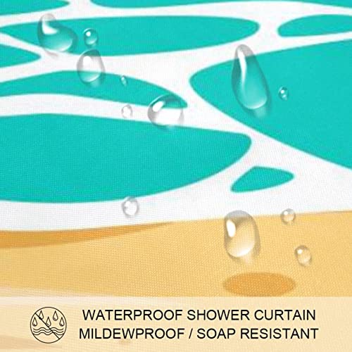 Rideau de douche imperméable et lavable anti-éclaboussures motif plage - 4