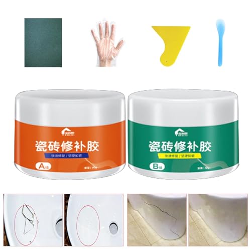 Kit de reparación de baldosas cerámicas, kit de reparación de fibra de vidrio para bañera | Kit de reparación de baldosas para baño - Reparación de fregadero de porcelana, juego de reparación