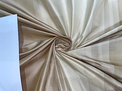 Tissu taffetas 100 % soie Beige et crème de confection artisanale Taf#S90