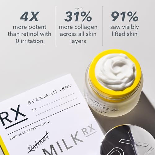 Beekman 1802 Milk Scrub Oat + Goat Milk Exfoliating Face Cleanser (3 fl oz) + Milk RX Advanced Better Aging Cream (1.69 fl oz) - Good for Sensitive Skin - Cruelty Free
