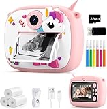 Camara para Niños de Impresión Instantánea, Cámara Digital para Niños con Tarjeta SD de 32 GB y Papel de impresión,...
