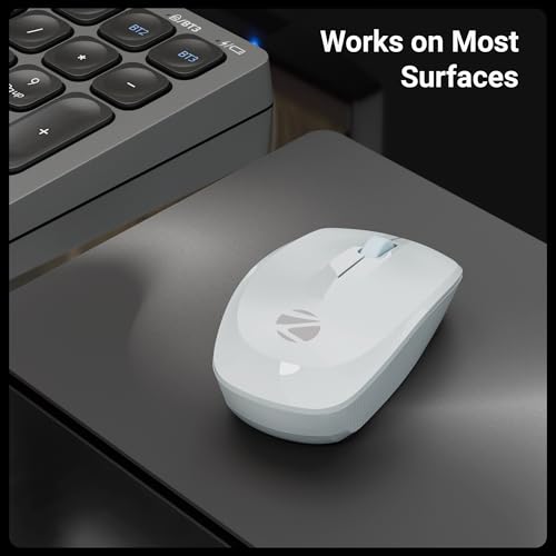 Image of ZEBRONICS Wireless Mouse, 2.4GHz, 3200 DPI, 3 Buttons, Comfortable & Ergonomic, USB Nano Receiver, Power-Saving Mode, Works on Most Surfaces, for Mac | Laptop | Computer (Freego, Grey)