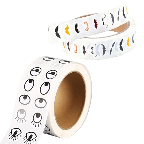 1000 Pièces Noir Blanc Yeux Autocollants Et 1000 Pièces Moustache Colorée Et Amusante Autocollants, Dessin Animé Stickers, IdéAl Pour Les Loisirs...