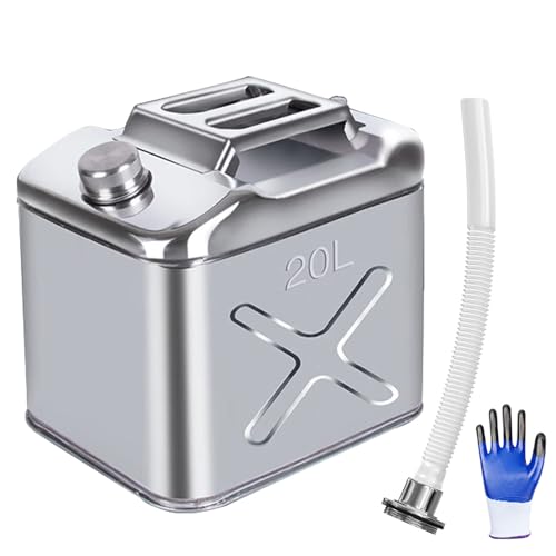 5 Gallon Metal Water Can 304 Stainless Steel Water Container with Flexible Spout/Nozzle System Pressure Relief Valve Safety Configuration for ATV UTV SUV MPV and Off Road Camping ?20 Litre?