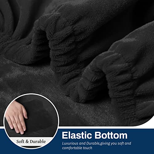 Asnomy Recliner Chair Covers Lazy Boy Recliner Covers With Pockets Stretch Velvet Couch Cover Slipcovers 1-Piece Furniture Protector For Dogs Cats(Recliner,Black) #TOP2