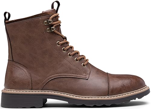 Image of Vostey Mens Boots Motorcycle Casual Boots for Men Zipper Fashion Chukka Boots Mens