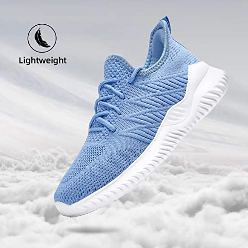 Slow Man Womens Walking Tennis Shoes Fashion Slip On Comfortable Lightweight Memory Foam Athletic Casual Sneakers For Running Gym Workout Nurse Light Blue,8.5 #TOP4