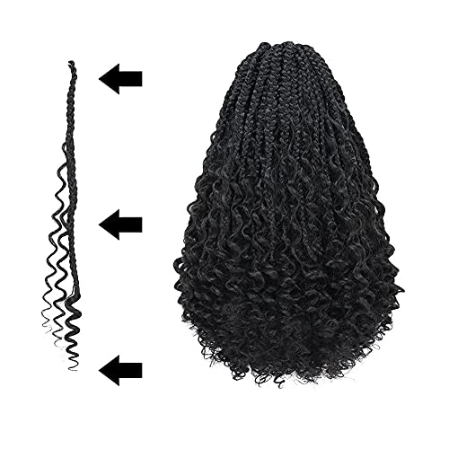 Toyotress Goddess Box Braid Crochet Hair - 12 Inch 8 Packs 1B Natural Black Curly End Crochet Braids Pre-Looped Synthetic Braiding Hair Extensions #TOP3