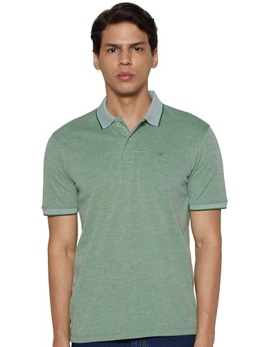 Image of Peter England Men's Premium Branded Regular Fit Half Sleeve Polo T-Shirt | Cotton Rich | Birds Eye Interlock Weave| No Pocket