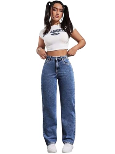 Image of KOTTY Women's High Waist Straight Fit Denim Jeans | Stretchable| Wide Leg & Regular Fit Stylish Wear