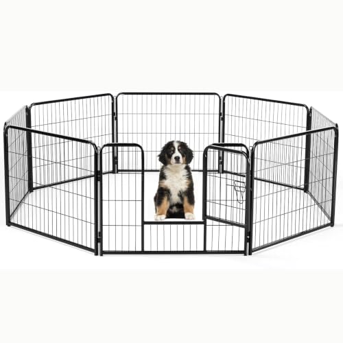 Image of NEWBULIG Dog Playpen 8 Panels 24 Inch Indoor Outdoor Metal Dog Fence Pen