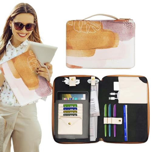 Funda de piel sintética para tablet y disco duro con cargador