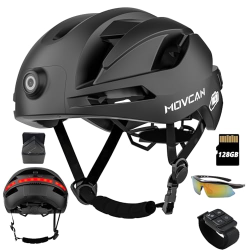 Movcan RAW3 Bike Helmet for Adult Men Women, Smart Bluetooth Helmet with Cameras Front HD 1080P Video Recorder for Riding Ebike, Electric Scooter, CPSC Certified, Bicycle Helmets for Cycling (128GB)