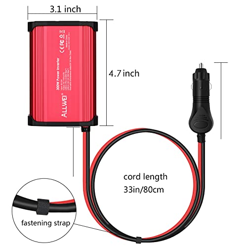 Allwei ALLW-300 300W Car Power Inverter With 65W Usb-C And 3.0 Usb Port - Dc 12V To 110V Ac Power Inverters thumb #8