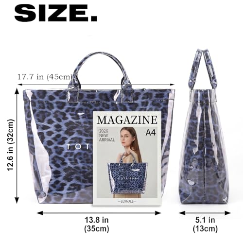 Image of PVC Tote Bag Gifts for Women Large Tote Purse Kraft Paper Letter Print Hobo Handbags for Work Beach Shopping Travel