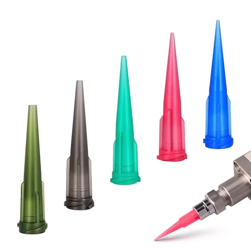 100 Pieces 5 Size Plastic Tapered Pinhead Blunt Tips Adhesive Dispensing Plastic Glue Tips for Industry Oil or Glue Applicator
