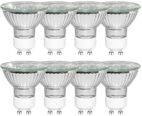 Caldarax 8 Pack GU10 50W Halogen Spotlight Bulb Dimmable, MR16 230V Halogen Reflector Lamps, Warm White 2800K, 500LM, Beam Angle 45° Spot, for Track Lighting, Recessed Lighting