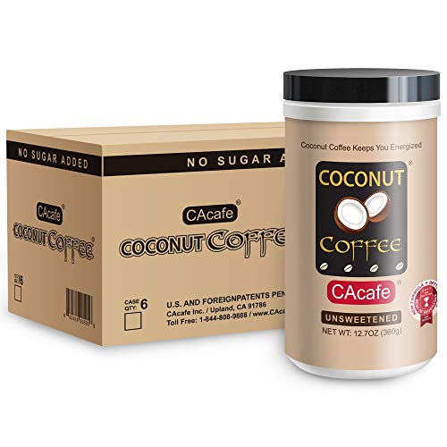 Cacafe Coconut Coffee Unsweetened, Coconut Infused Colombian Coffee, No Added Sugar, Creamy Drink Mix, Make Iced Or Hot, Packed With Antioxidants, Natural Energy And Stress Relief, 6-Pack #TOP6