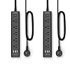 10FT Long Surge Protector Power Strip-with 5 Widely Outlets and 3 USB Ports(1 USB C Port),10 Foot Extension Cord(1250W/10A),Wall Mount for Home Office,700 J,Black(2 Pack)