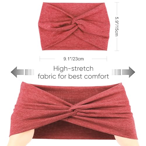 Image of DRESHOW 4 Pack Turban Headbands for Women Wide Vintage Head Wraps Knotted Cute Hair Band Accessories