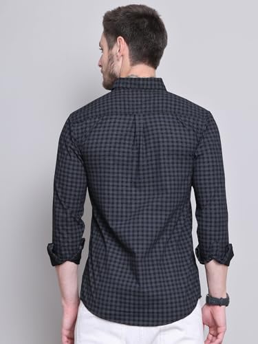 Image of Majestic Man Men Comfort Slim Fit Pure Cotton Tartan Checked Casual Shirt