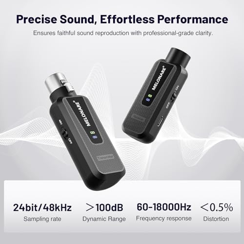 Image of MELONARE Plug on UHF 900 MHz XLR Wireless Microphone Adapter MX-1 | Wireless XLR transmitter &receiver, 164ft Range, 48 V phantom power, microphone, mixer, PA system
