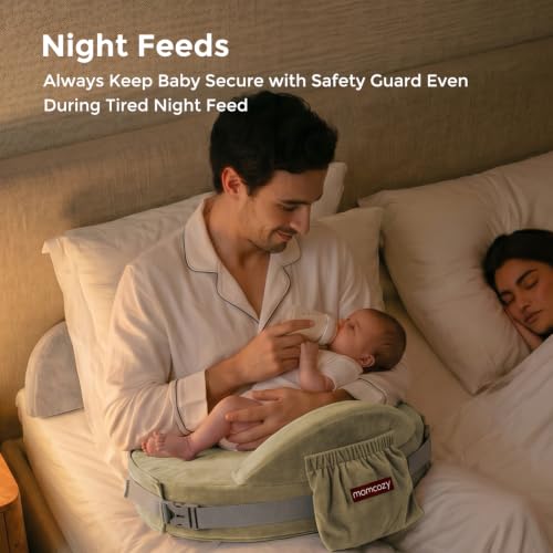 Image of Momcozy CozyPro Nursing Pillow - All Around Lumbar & Arm Support - Safety Guard, Firm & Springy Memory Foam-Stable, Ergonomic Support, Easier Breastfeeding, Wider Cushion, Adjustable, Removable Cover