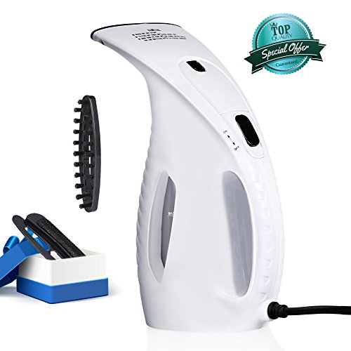 Garment Steamer, Portable Handheld 6Oz 800W Powerful Fast-Heat Clothes Fabric Steamer with No Splitting Design Perfect for Travel & Home (White)