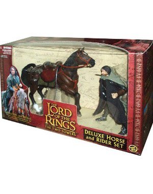 ToyBiz Year 2002 The Lord of the Rings Movie Series The Two Towers Deluxe Horse and Rider Set - Aragorn with Sword Slashing Action and Horse Brego with Galloping Action